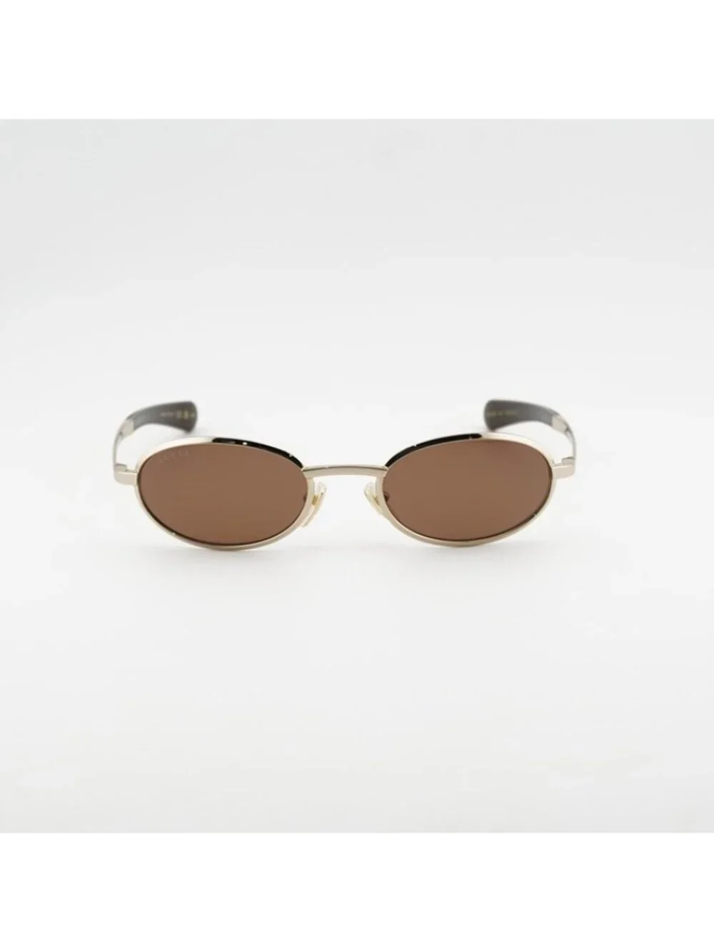 Gucci GG1942S 003 Women Sunglasses Gold Oval Frame, Brown Lenses